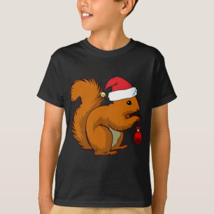 T-shirt Écureuil drôle Noël Père Noël Animal de chapeau