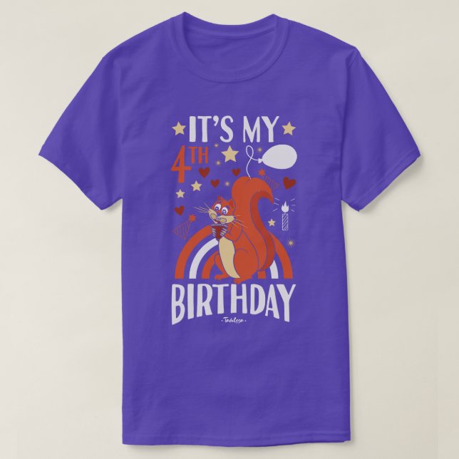 T-shirt Écureuil du 4e anniversaire (Design devant)