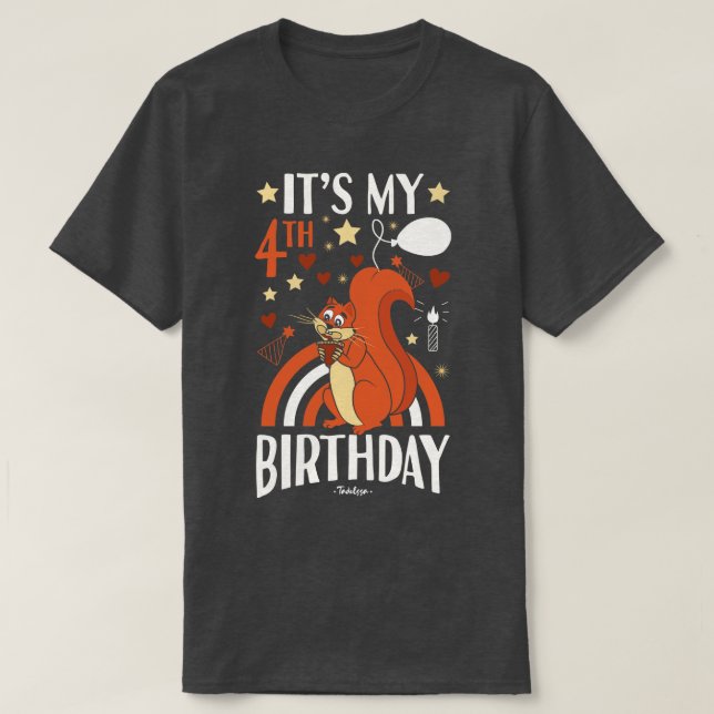 T-shirt Écureuil du 4e anniversaire (Design devant)