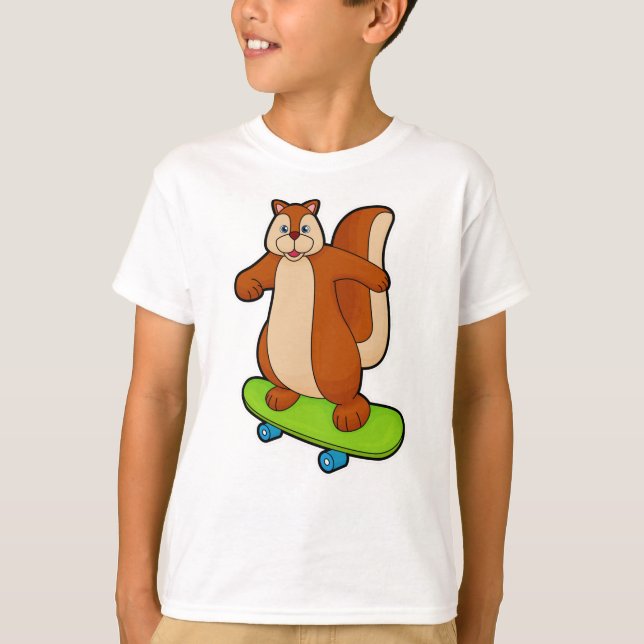 T-shirt Écureuil en skater avec skateboard (Devant)