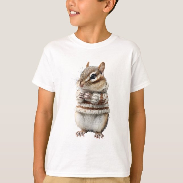T-shirt Écureuil Enfant au Pull Rayé (Devant)