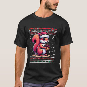 T-shirt Écureuil laide drôle Écureuil de Noël Santa Hat S