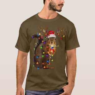 T-shirt Écureuil laide Noël mignon Écureuil lumières de No