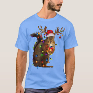 T-shirt Écureuil laide Noël mignon Écureuil lumières de No