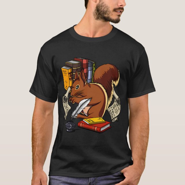 T-shirt Écureuil lisant un livre (Devant)