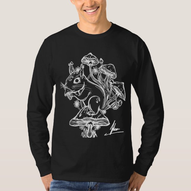 T-shirt Écureuil Longsleeve noir (Devant)