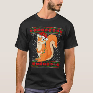 T-shirt Écureuil lumières de Noël Sweer moche Père Noël Sq