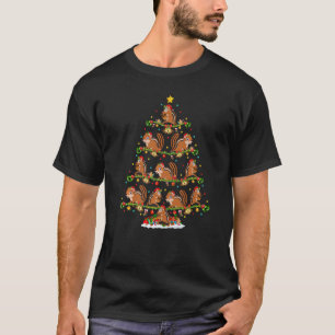 T-shirt Écureuil lumineux Noël Père Noël Écureuil Sapin de