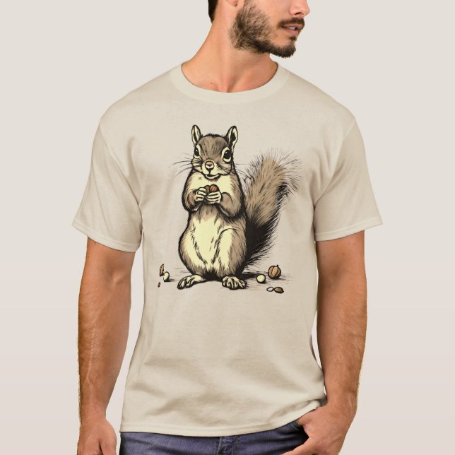 T-shirt Écureuil mignon avec ses noix pour Amoureux des an (Devant)