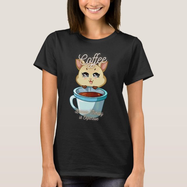 T-shirt Écureuil Mignon  Café Parce Que La Thérapie Est Ch (Devant)