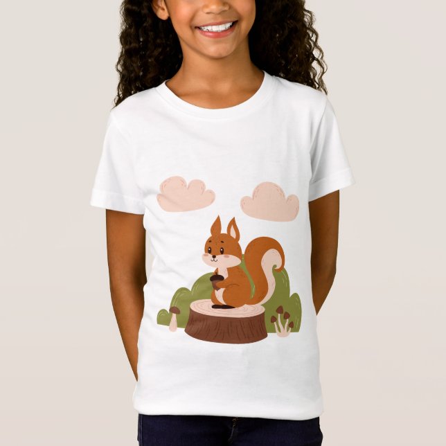 T-Shirt Écureuil mignon dans la forêt (Devant)