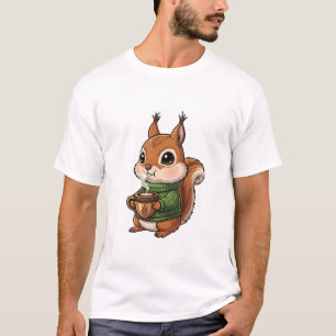 T-shirt Écureuil Mignon et Douillet Vêtu d'un Pull Vert Tr
