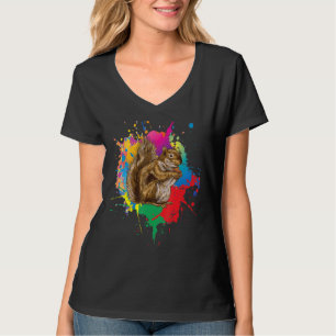 T-shirt Écureuil Mignon Pop Art Coloré Animal à Éclaboussu