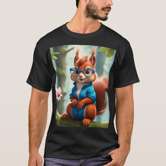 T-shirt Écureuil mou sur la branche de l'arbre (Devant)