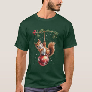 T-shirt Écureuil Noël Hiver Flocon de neige Vacances d'hiv