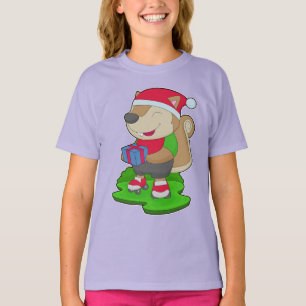 T-shirt Écureuil Noël Patinage en ligne