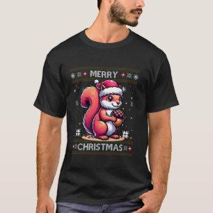 T-shirt Écureuil noix moches Flammes de neige Santa Hat Tr