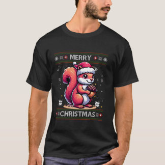 T-shirt Écureuil noix moches Flammes de neige Santa Hat Tr