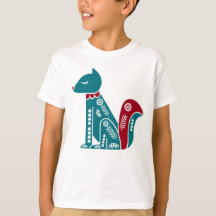 T-shirt Écureuil nordique Vintage bleu et rouge