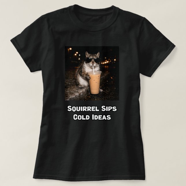 T-shirt Écureuil sirote des idées froides Design d'animal  (Design devant)