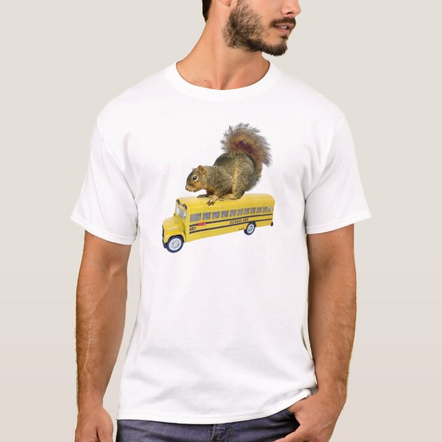 T-shirt Écureuil sur l'autobus scolaire (Devant)