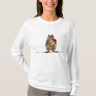 T-shirt Écureuil tenant le bouquet de rose rouge
