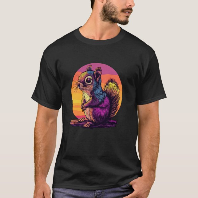 T-shirt Écureuil vibrant aux couleurs du coucher de soleil (Devant)