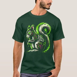 T-shirt Écureuil zombie Halloween sombre horreur squelette