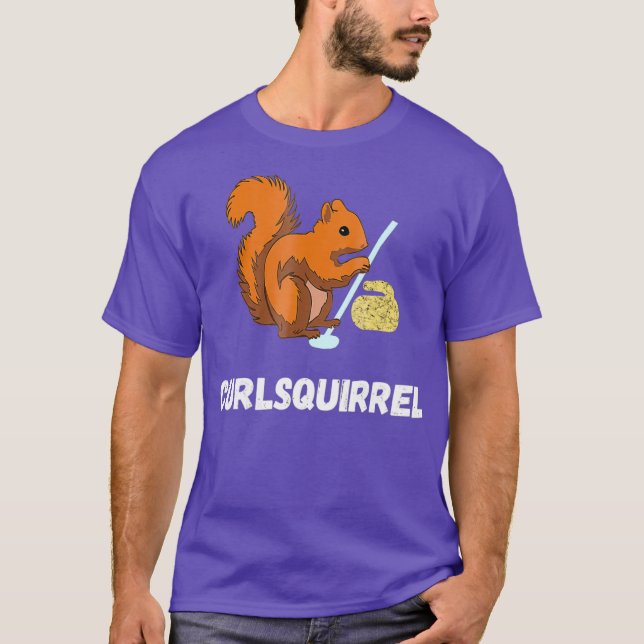 T-shirt Écureuils de curling Curler Rodent Sport d'hiver (Devant)