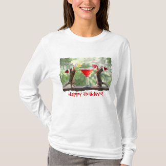 T-shirt Écureuils de Père Noël buvant un cocktail