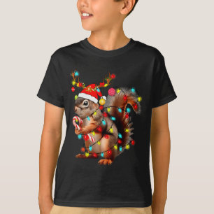 T-shirt Écureuils Lumières de Noël Drôle de Noël Écureuil