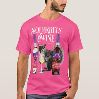 T-shirt Écureuils Vin Amusant Écureuil et Vin Boire
