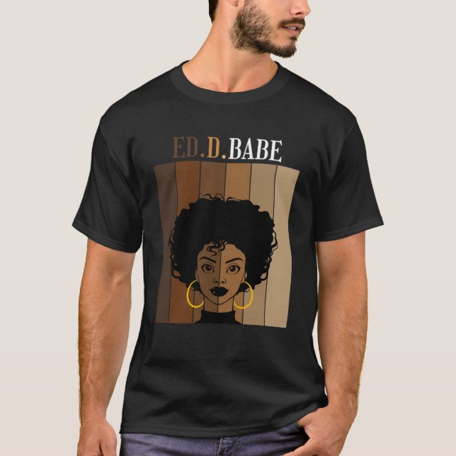 T-shirt ED d Babe EdD Doctorat Diplôme d'éducation Noir (Devant)