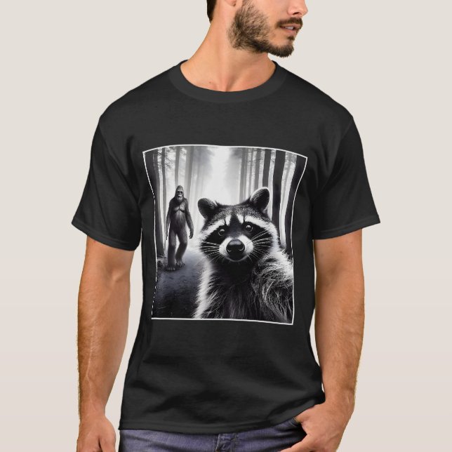 T-shirt Ed Raccoon Selfie With Sasquatch Bigfoot Funny Rac (Devant)