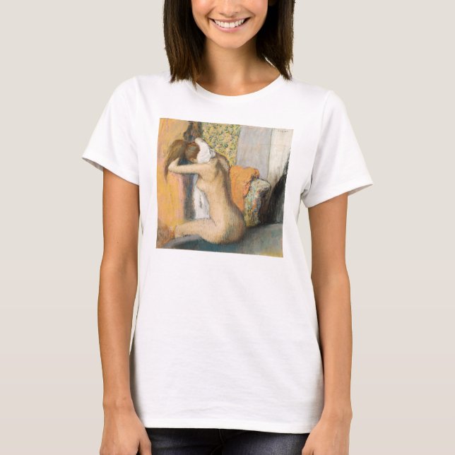 T-shirt Edgar Degas | après Bath, cou de séchage de femme (Devant)