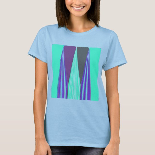 T-shirt Edgy Blue Purple Cyan Chevron Art Imprimer (Devant)