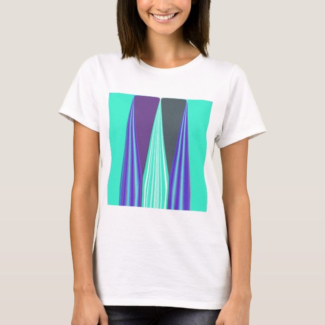 T-shirt Edgy Blue Purple Cyan Chevron Art Imprimer (Devant)