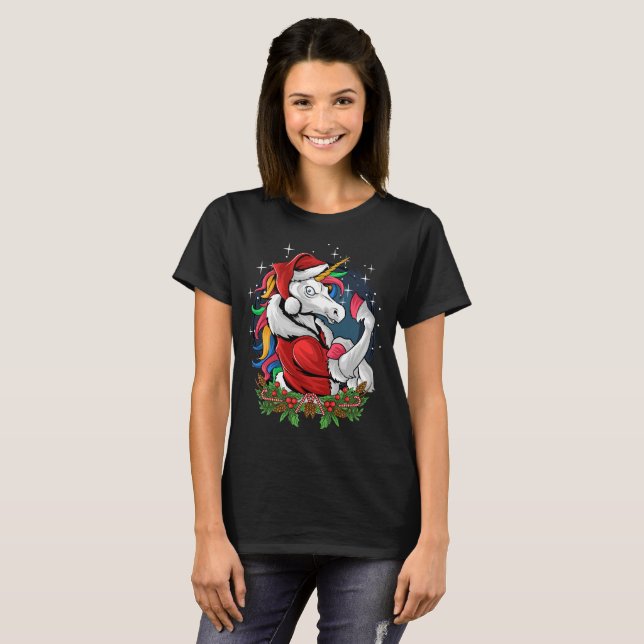 T-shirt Edgy Père Noël Unicorn (Devant entier)