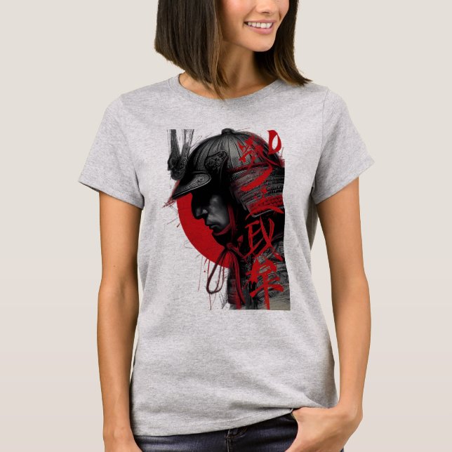 T-shirt Edgy Samurai Warrior Red Sun Japanese Ink Women's (Devant)