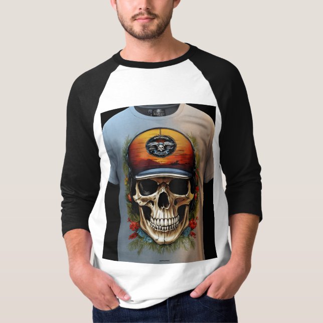 T-shirt "Edgy Skull and Crossbones Casquette brodé" (Devant)
