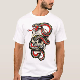 T-shirt Edgy Snake Wrapped Skull Graphic Tee
