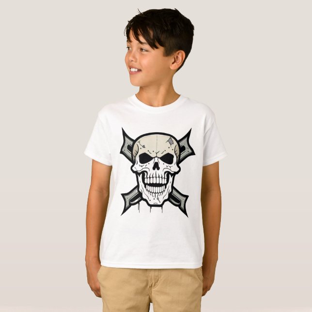 T-shirt "Edgy Visuals : Bold Skull Graphics" (Devant entier)