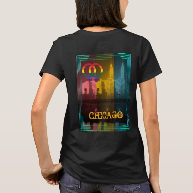 T-shirt Édifice Wrigley 1930, Gay pride de Chicago (Dos)