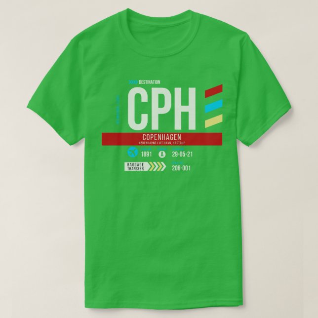 T-shirt Édimbourg EDI Airport Code Bagages Balise 2 (Design devant)