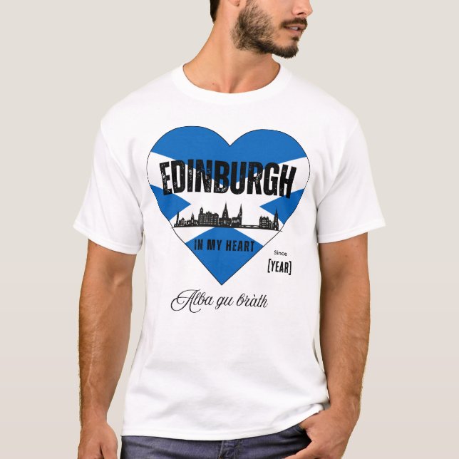 T-shirt Edinburgh Scotland Skyline Heart - Depuis [année] (Devant)