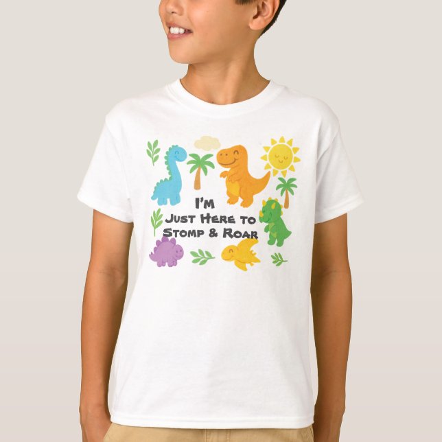T-shirt Editable Crayon Style – Dinosaur Roarsome Kids (Devant)