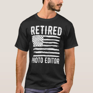 T-shirt Éditeur de photo retraité Profession drapeau améri