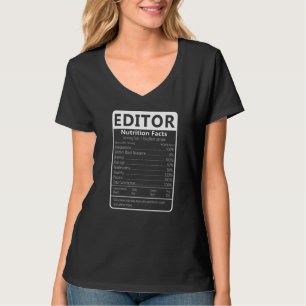 T-shirt Éditeur Faits Nutrition Sarcasme Humour Graphique