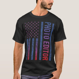T-shirt Éditeur photo Blue Red American