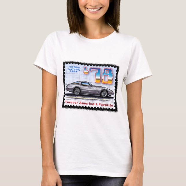 T-shirt Édition argentée Corvette de l'anniversaire 1978 (Devant)